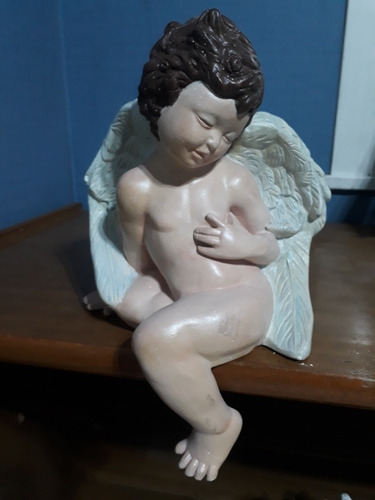 Ángel De Yeso Pintada A Mano (Usado)