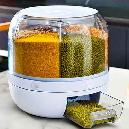 Dispenser Cereal - Com 6 Divisões Para Armazenar Alimentos Cor Branco