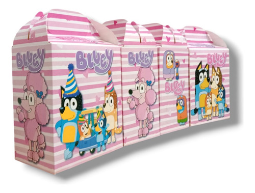 Labubu Kit Fiestas De Cumpleaños Cajas+vasos+platos 50p Bluey Rosa Bluey Rosa Bluey Rosa