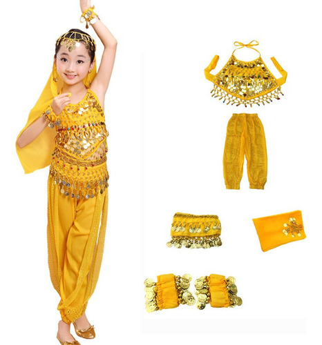 Trajes De Bellydance Árabe Pantalon + Top + Cadena Cintu [u]