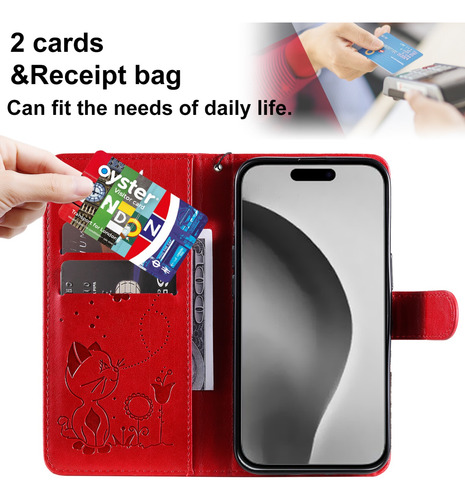 Funda Tipo Cartera Para Huawei Honor Series, De Piel Sintética De Alta Calidad, Con Tapa Y Ranura Para Tarjetas, Color Rojo