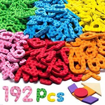 192 Piezas Magnéticas Letras Números 9 En Color (con Bloques