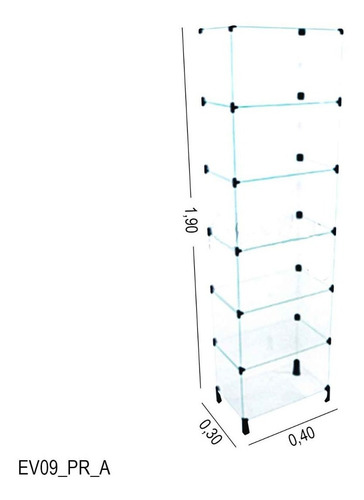 Estante De Vidro 0,40 X 1,90 X 0,30 M