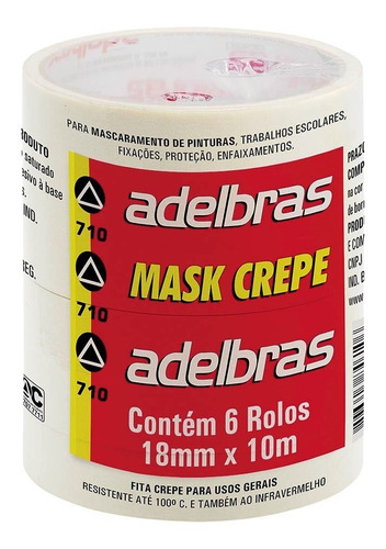 Fita Mask Crepe Adelbras - 18mm X 10m