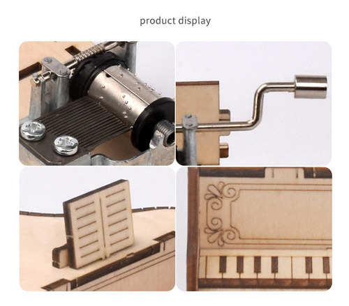 Imagen 7 de 12 de Diy 3d Piano De Hecho A Mano Manivela Antigua Tallada Caja