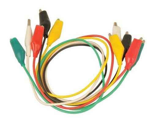 Set De Cables Cocodrilos  30cm X 5 Unidades En Colores