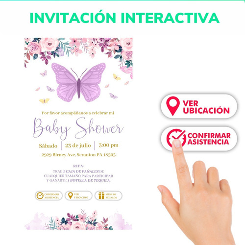 Invitación Digital De Mariposas Para Baby Shower 