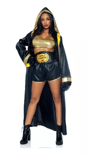 Disfraz De Dama Boxeadora Con Capa Y Guantes Halloween Boxer Costume