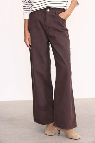 Jean Mujer Wide Leg Tiro Alto Eva Yagmour Manteca 28