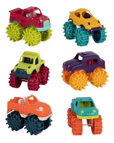 Battat Mini Monster Trucks - Juego De 6 Mini Camiones 