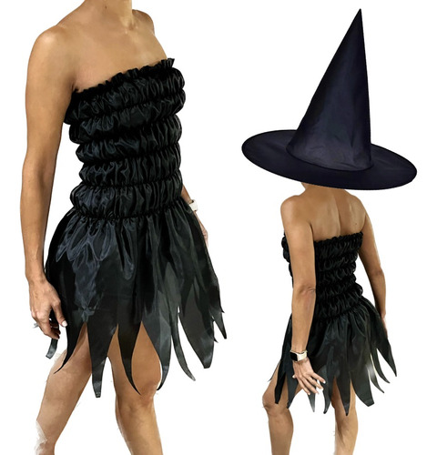 Disfraz Bruja Mujer Con Sombrero - Disfraces Para Halloween