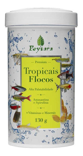 Ração Poytara Tropicais Flocos 130g Aquarios Peixes