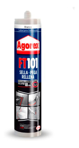 Adhesivo Sellante Profesional Agorex Ft101 Blanco 300 Ml