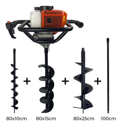 Perfurador Solo Trado Gasolina 52cc C/3 Brocas + Extensão 1m