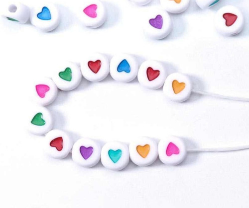 100 Cuentas Corazon Acrílico Bisuteria Pulsera