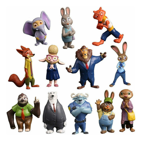 12pcs Zootopia Judy Hopps Nick Wilde Figura Juguete Modelo