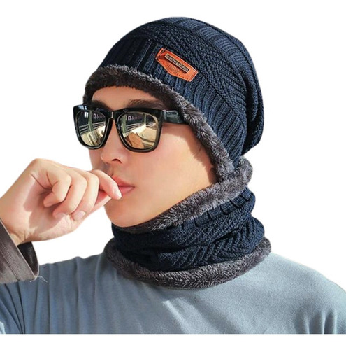 Gorro Touca Forro Pelo + Gola Cachecol Frio Inverno Unissex