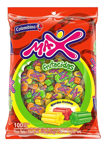 Caramelo Max Frutacidas 100 Uds