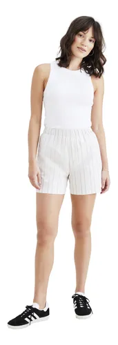 Short Mujer Weekend Pull On Blanco Con Rayas Dockers