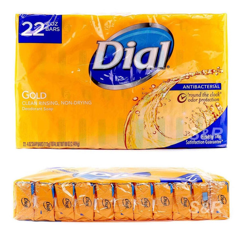 Imagen 1 de 3 de Dial Jabón En Barra Antibacterial Gold 22 Pzs