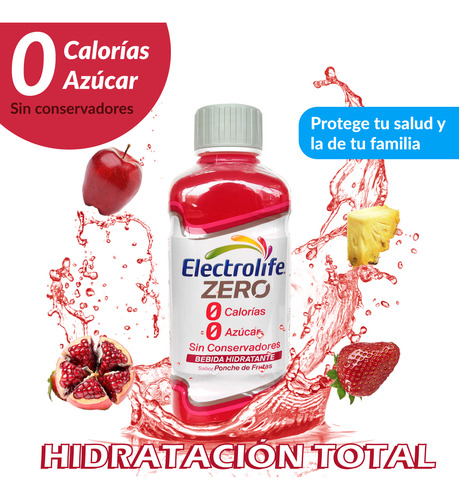 Electrolife Zero Suero Rehidratante Ponche De Frutas 6pz