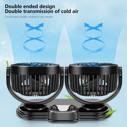 Ventilador Plegable Negro De Doble Cabeza For Coche