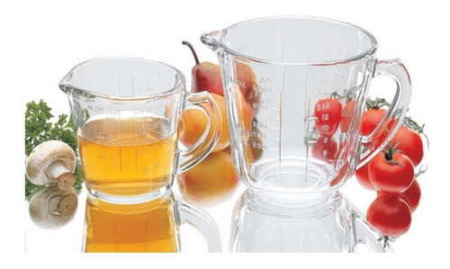 2 Jarra Medidora De Vidrio Taza De 240ml Y 500 Ml Pyr-o-rey