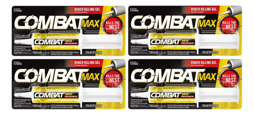 Combat Max Gel 60gr Veneno Mata Cucarachas Pack 4 Pza.