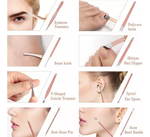 Set Cortauñas De Acero Inoxidable 18 Piezas Manicure