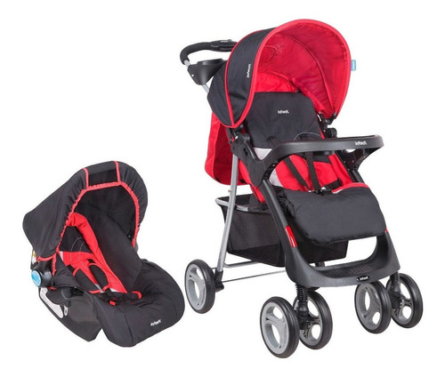 Coche de paseo Infanti Travel system Pompeya E30 oval red con chasis color gris