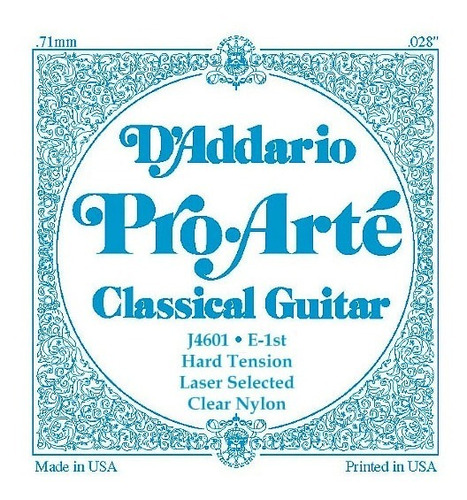 Cuerda Detallada D'addario Guitarra Clásica 1ra / Mi (tf)