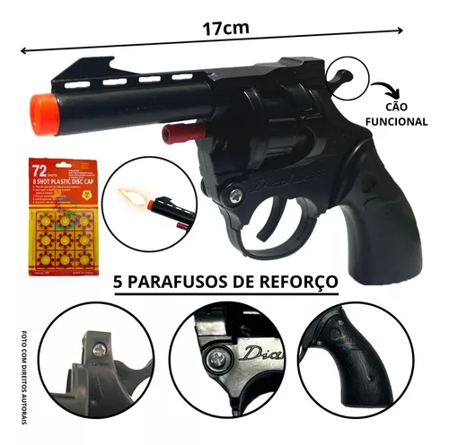 Revolver Espoleta Brinquedo Rambo Full Black + 5 Cartelas