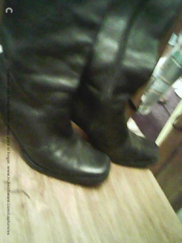 Botas Negras Taco Alto Cuero N°37