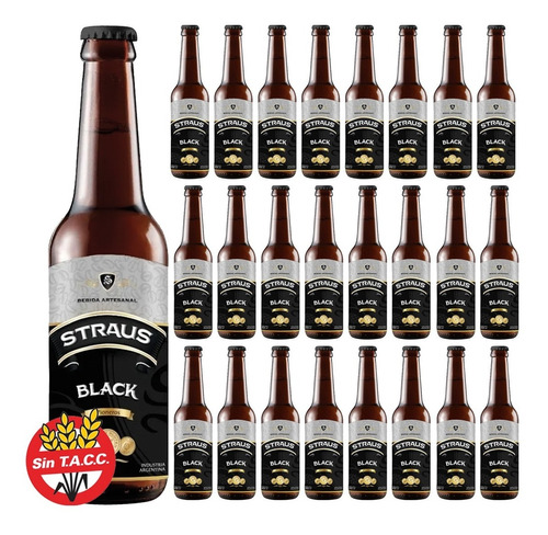 Cerveza Artesanal Sin Tacc Straus Black 330 Ml Caja X 24