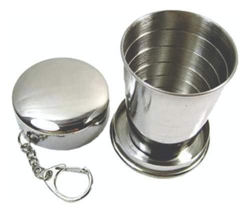  5x Copo Retrátil 150ml Em Aço Inox Chaveiro Atacado