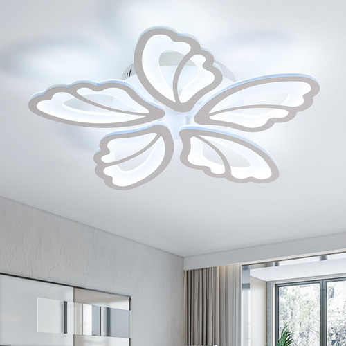 Lámpara Led Moderna De Techo, Flores Acrílicas, Luz Blanca 6