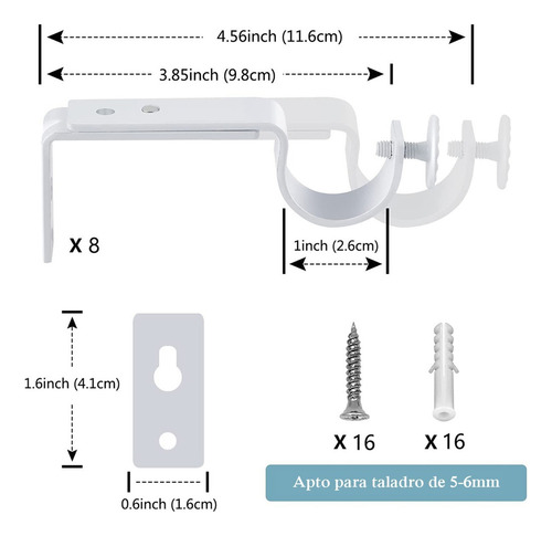 Para - 8pcs Soporte Cortinero Para Pared Ajustable Gancho