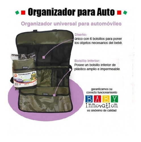 Imagen 3 de 3 de Organizador Para Auto Amplio Impermeable Accesorios De Bebe