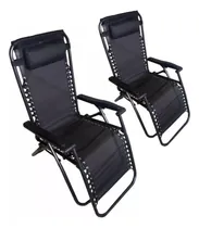 Comprar 2 Reposeras Jardin Gravedad Zero Negro Hierro Coversol Cts