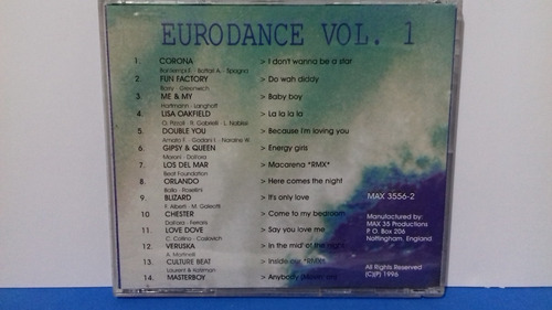 Cd Euro Dance Vol. 1 - Varios (importado - Rarissimo) 1996 (Usado)