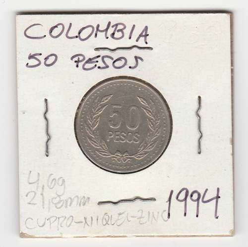 Moneda Colombia 50 Pesos 1994 Vf/xf