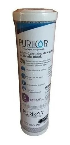Filtro Cartucho De Carbón En Bloque 2.5x10 5m Purikor