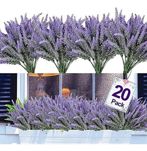 20 Piezas De Flores Artificiales Para Exteriores, Plantas Re