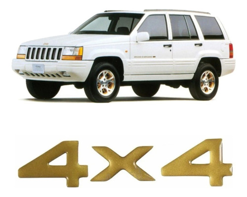 Emblema Adesivo Resinado 4x4 Cherokee Dourado 4x4d