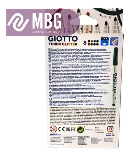 Rotulador Giotto Turbo Glitter Purpurina Caja de 8 Unidades