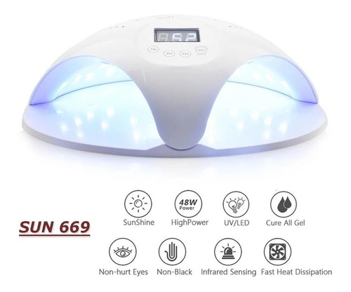 Cabina Profesional 48w Led Uv Uñas Sensor Digital Manos Pies