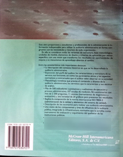 Auditoría Administrativa Enrique Benjamín Franklin Mcgraw Hi (Usado)