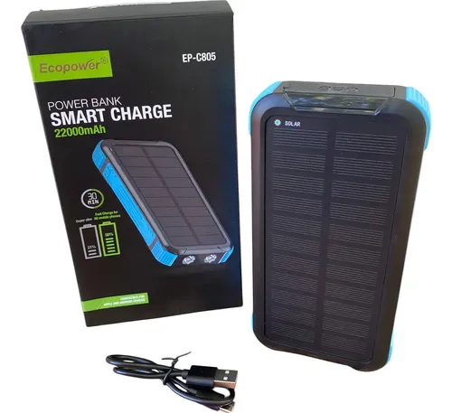 Power Bank Solar Ecopower 22000mAh Carga Rápida Negro/Azul EP-C805