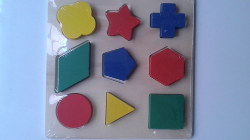 Pack De 10 Encajes, Figuras Geometricas De Madera