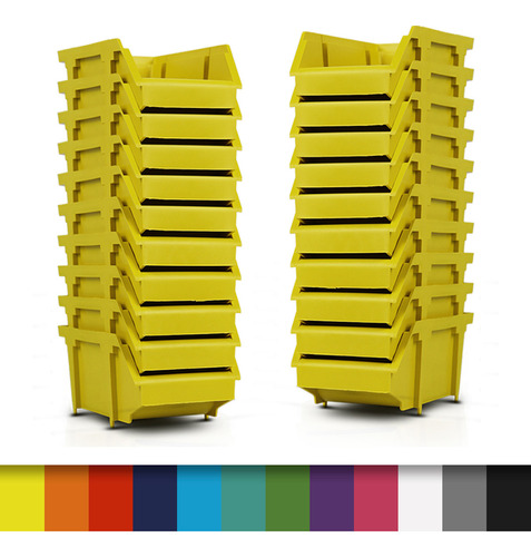 Kit 20 Bin Organizador Gaveteiro Caixa Número 3 Encaixáveis Cor Amarelo